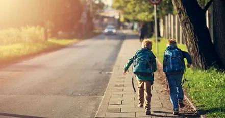 Children walking home from school