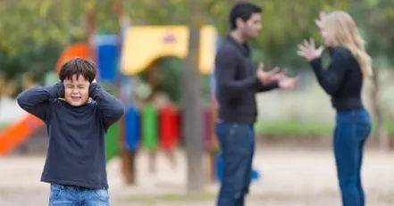 Co-parents fighting in front of child