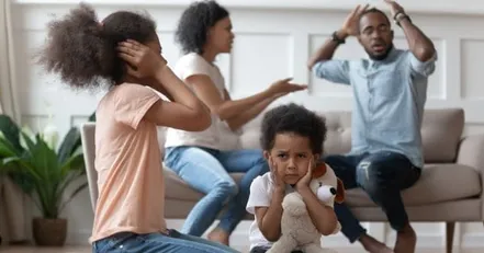 Co-parents fighting in front of children
