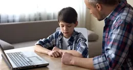 father talking to son