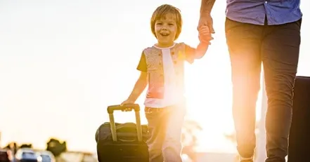 Child pulling a suitcase