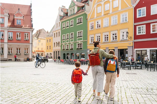 Mother traveling with children
