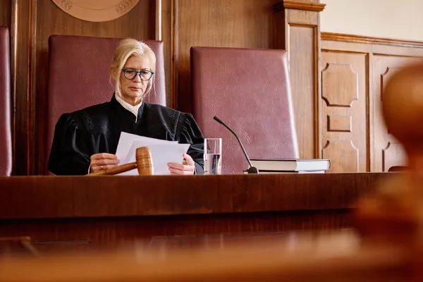Judge looking over documents