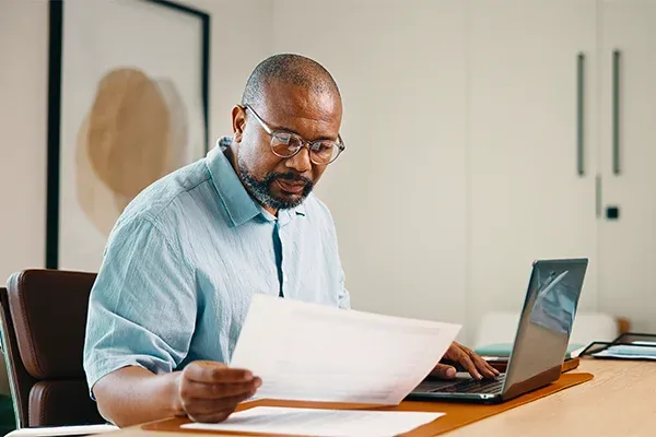 Man reviewing documents