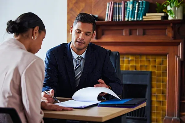 Woman meeting with lawyer
