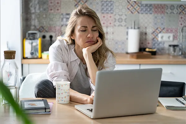 Woman looking for jobs on a computer
