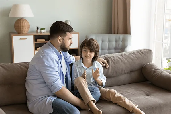 Father listening to daughter