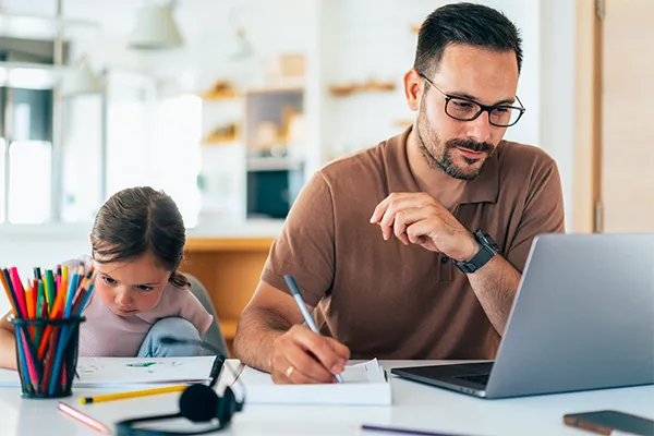 Father gathering important documents