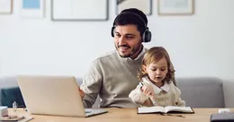 Father taking an online parenting class