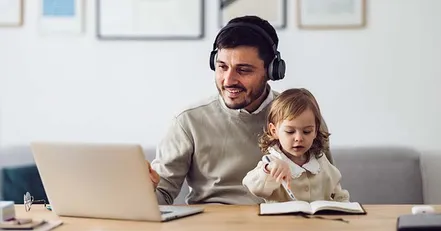 Father taking an online parenting class