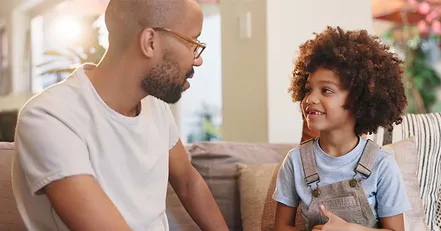 Daughter talking to her father