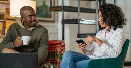 Man and woman talking