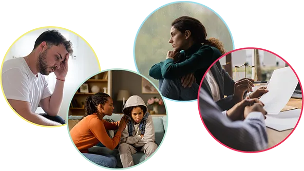 Photo collage of parents hugging their children