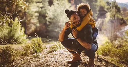 Father and son hiking