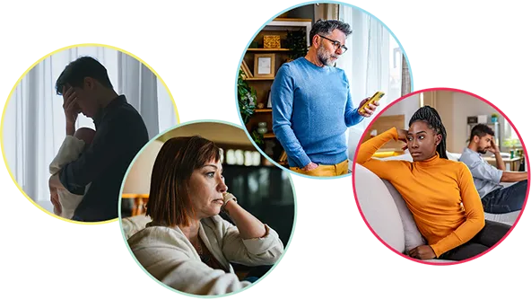 Photo collage of parents hugging their children