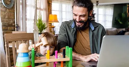 Father on computer