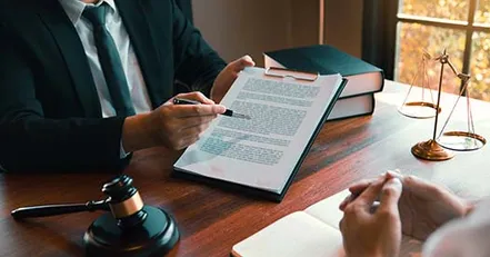 Lawyer with legal documents