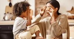 Mother and son with cookies