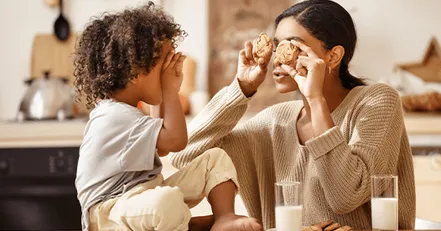 Mother and son with cookies