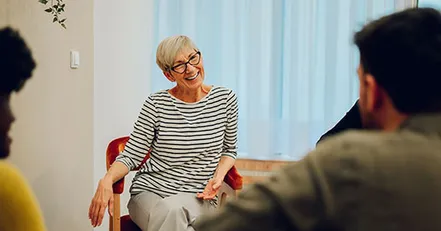 Couple talking to therapist