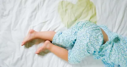 Baby that has wet the bed