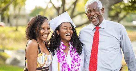 Graduate daughter and parents