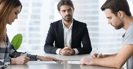 Couple with lawyer