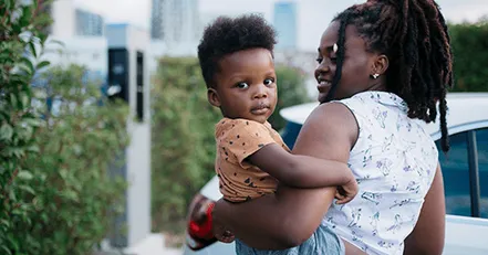Mother holding baby