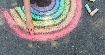 Rainbow chalk art