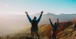 Father and son hiking