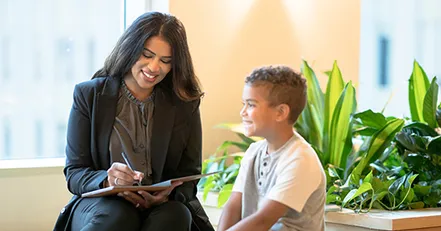 Child talking to adult