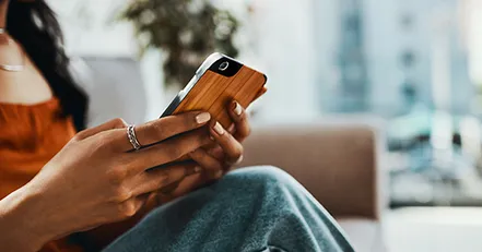 Woman holding a cell phone
