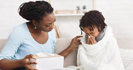 Mother with sick child