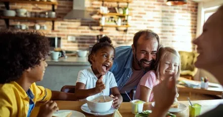 Family eating breakfast